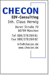Checon EDV-Consulting Barer Stra&szlig;e 70 80799 M&uuml;nchen 089/27826981