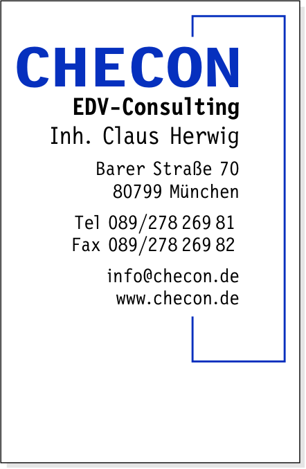 Checon EDV-Consulting Barer Straße 70 80799 München 089/27826981